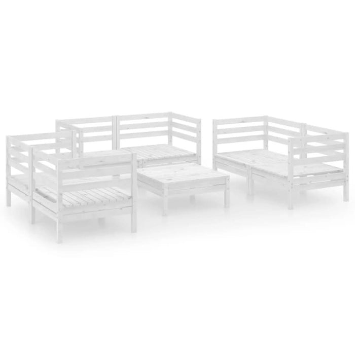 Set mobilier de grădină, 7 piese, alb, lemn masiv de pin - WALTI WALTI