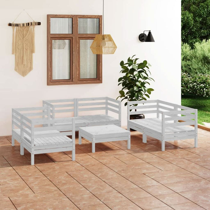 Set mobilier de grădină, 7 piese, alb, lemn masiv de pin - WALTI WALTI