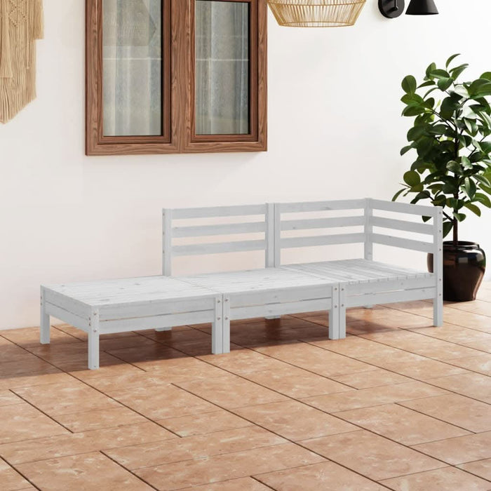 Set mobilier de grădină, 3 piese, alb, lemn masiv de pin - WALTI WALTI