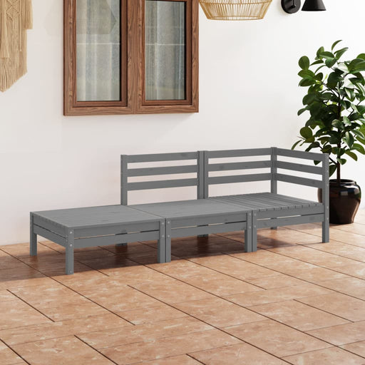 Set mobilier de grădină, 3 piese, gri, lemn masiv de pin - WALTI WALTI