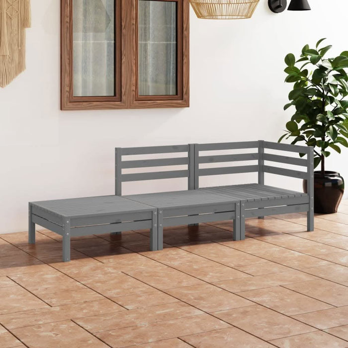 Set mobilier de grădină, 3 piese, gri, lemn masiv de pin - WALTI WALTI