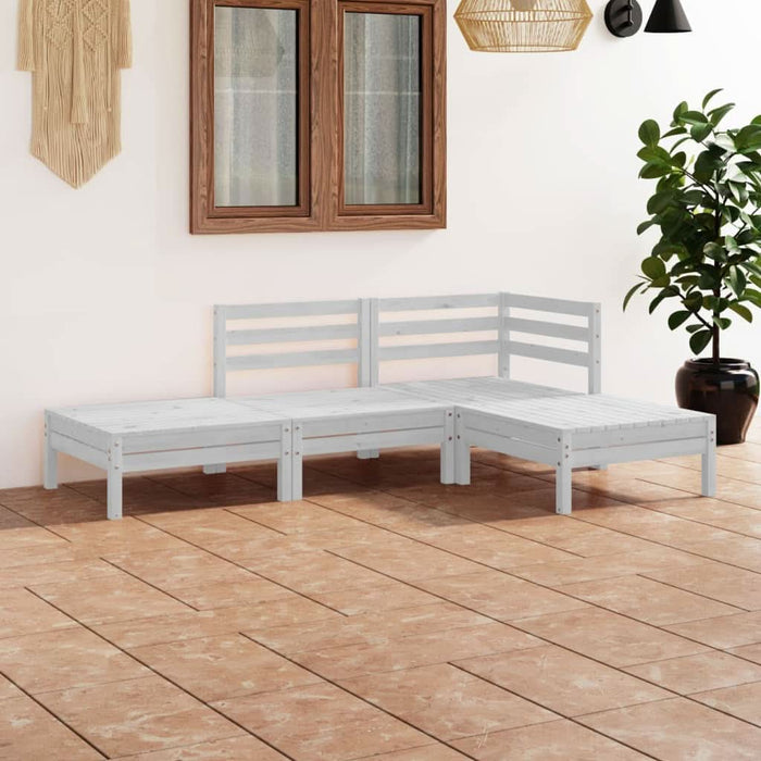 Set mobilier de grădină, 4 piese, alb, lemn masiv de pin - WALTI WALTI