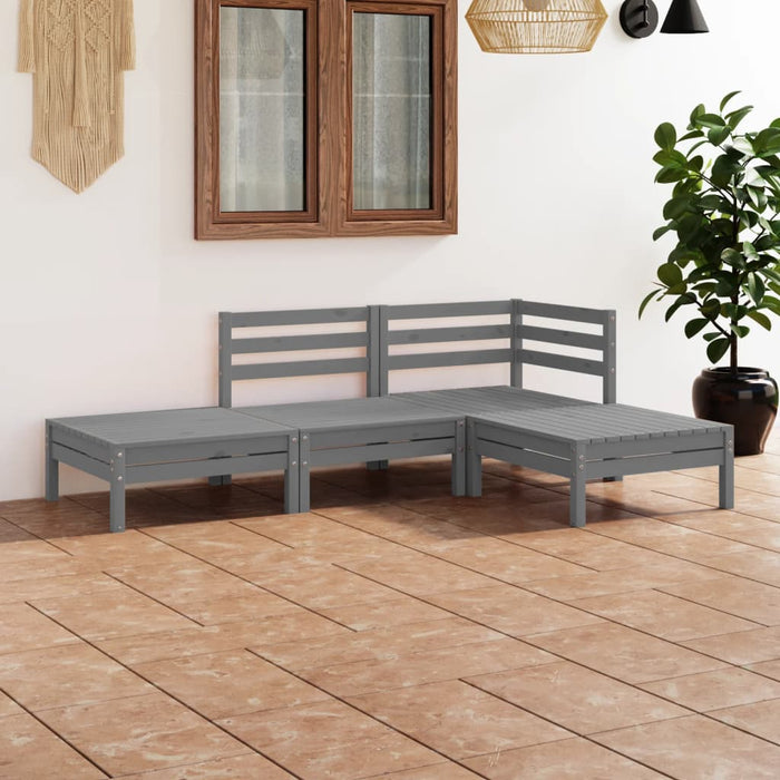 Set mobilier de grădină, 4 piese, gri, lemn masiv de pin WALTI