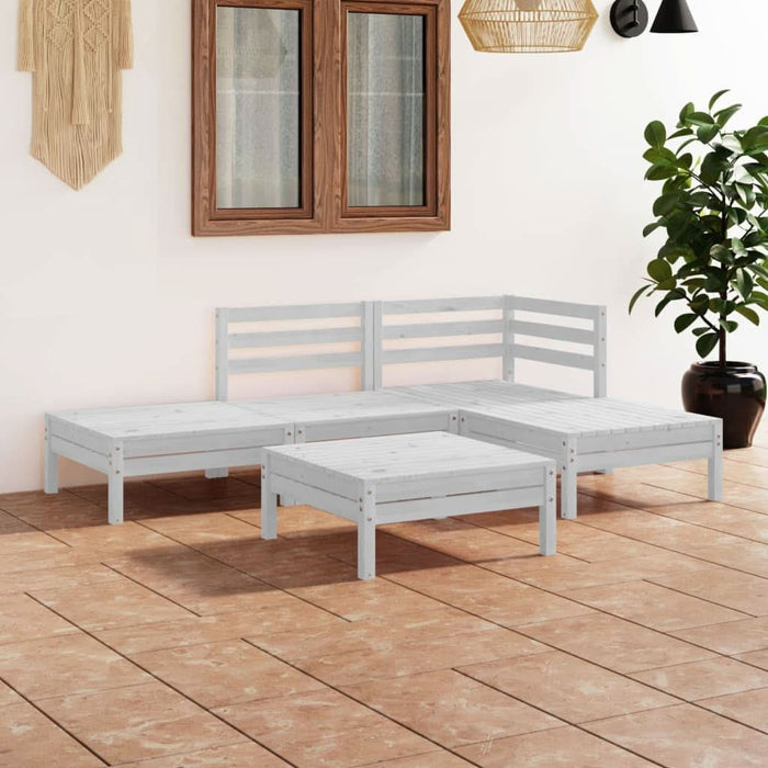 Set mobilier de grădină, 5 piese, alb, lemn masiv de pin - WALTI WALTI