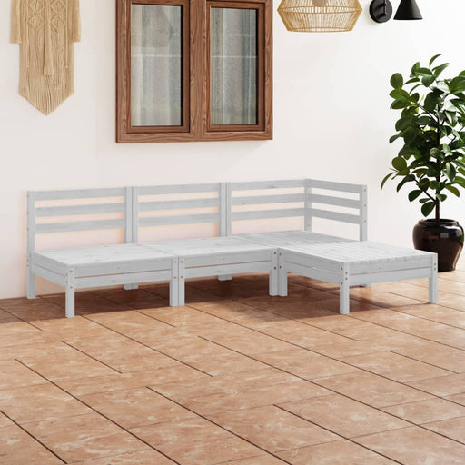 Set mobilier de grădină, 4 piese, alb, lemn masiv de pin - WALTI WALTI
