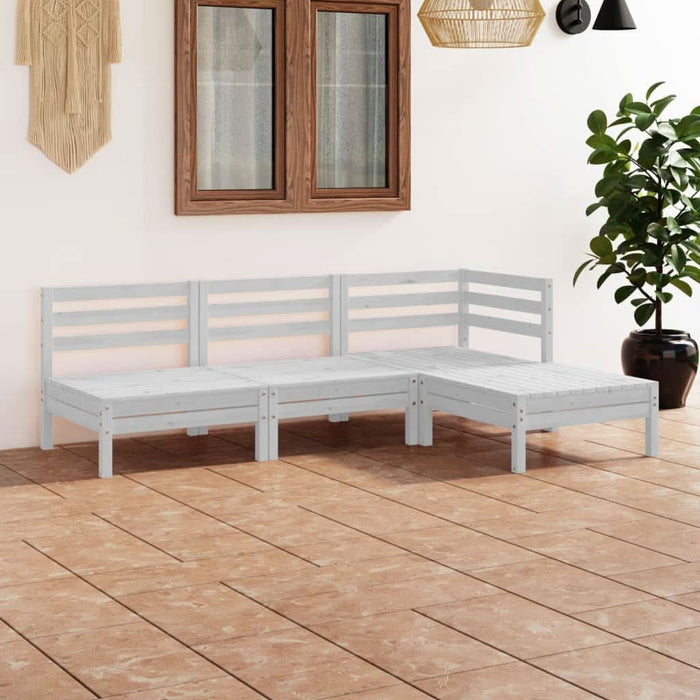 Set mobilier de grădină, 4 piese, alb, lemn masiv de pin - WALTI WALTI