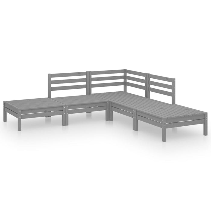 Set mobilier de grădină, 5 piese, gri, lemn masiv de pin - WALTI WALTI