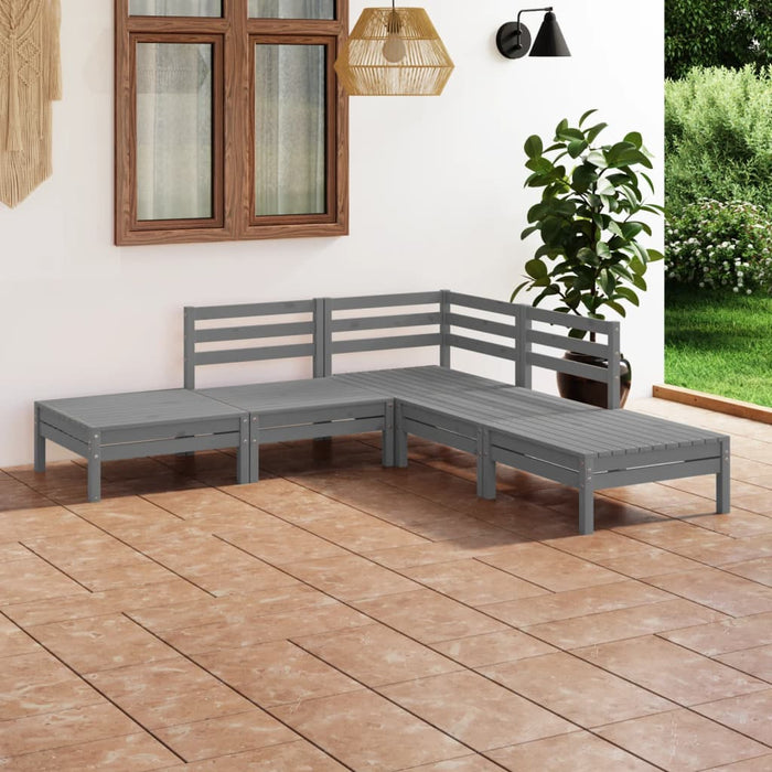 Set mobilier de grădină, 5 piese, gri, lemn masiv de pin - WALTI WALTI