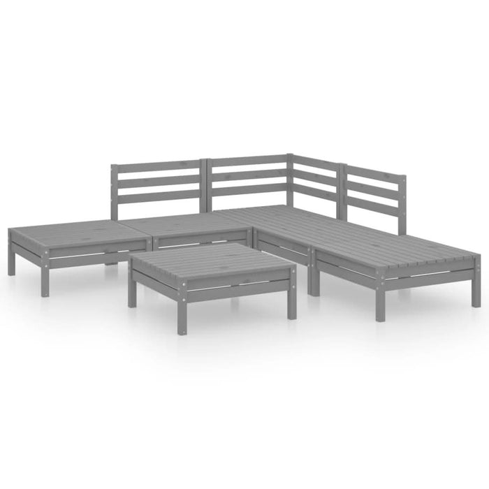 Set mobilier de grădină, 6 piese, gri, lemn masiv de pin - WALTI WALTI