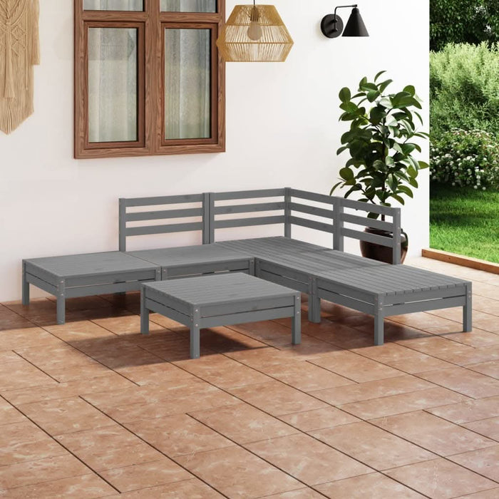 Set mobilier de grădină, 6 piese, gri, lemn masiv de pin - WALTI WALTI