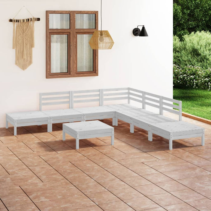 Set mobilier de grădină, 8 piese, alb, lemn masiv de pin - WALTI WALTI