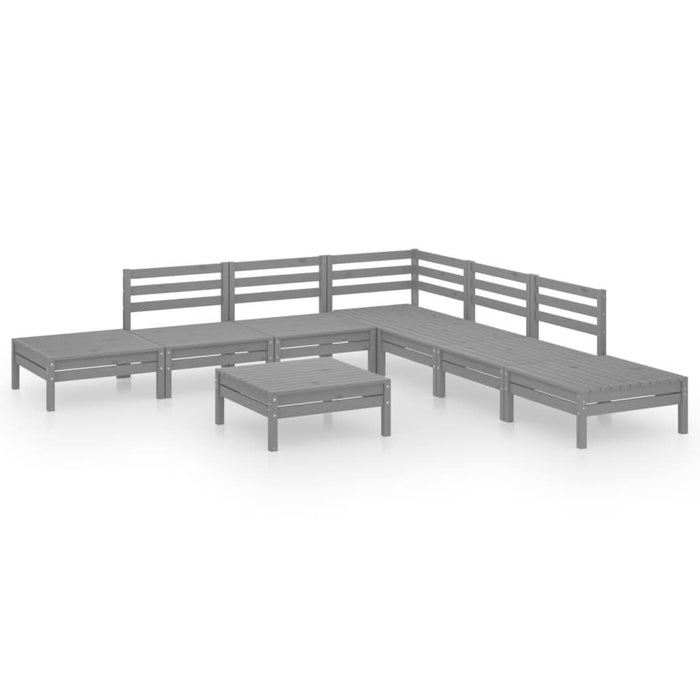 Set mobilier de grădină, 8 piese, gri, lemn masiv de pin - WALTI WALTI