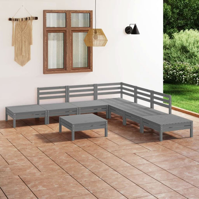 Set mobilier de grădină, 8 piese, gri, lemn masiv de pin - WALTI WALTI