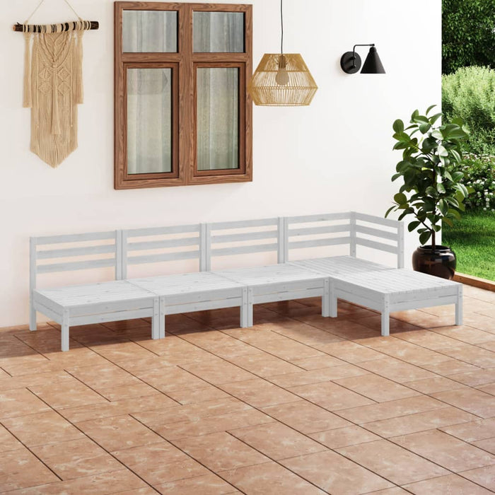Set mobilier de grădină, 5 piese, alb, lemn masiv de pin - WALTI WALTI