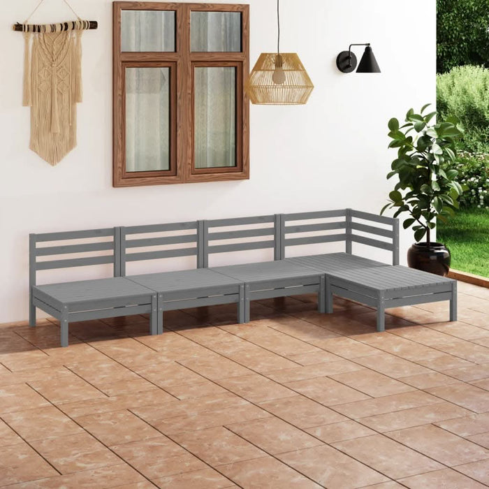 Set mobilier de grădină, 5 piese, gri, lemn masiv de pin - WALTI WALTI