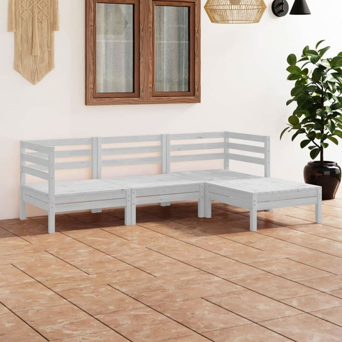 Set mobilier de grădină, 4 piese, alb, lemn masiv de pin - WALTI WALTI