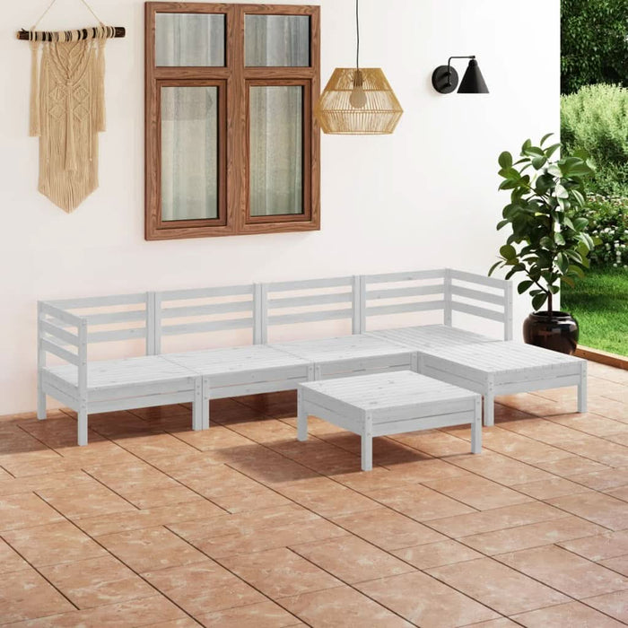 Set mobilier de grădină, 6 piese, alb, lemn masiv de pin - WALTI WALTI