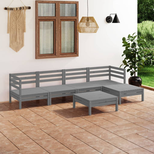 Set mobilier de grădină, 6 piese,gri, lemn masiv de pin - WALTI WALTI
