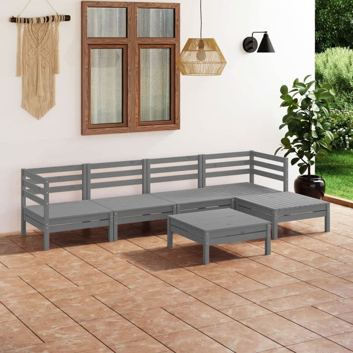 Set mobilier de grădină, 6 piese,gri, lemn masiv de pin - WALTI WALTI