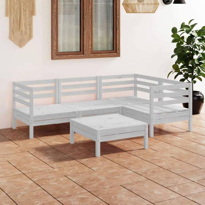Set mobilier de grădină, 5 piese, alb, lemn masiv de pin - WALTI WALTI