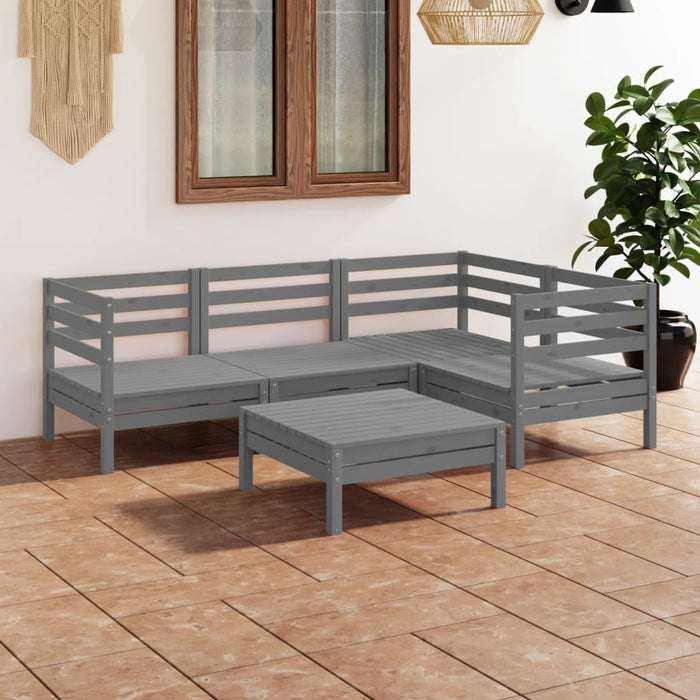 Set mobilier de grădină, 5 piese, gri, lemn masiv de pin WALTI