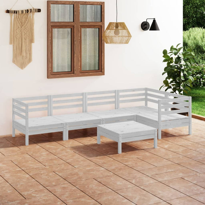 Set mobilier de grădină, 6 piese, alb, lemn masiv de pin - WALTI WALTI
