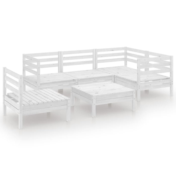 Set mobilier de grădină, 6 piese, alb, lemn masiv de pin - WALTI WALTI