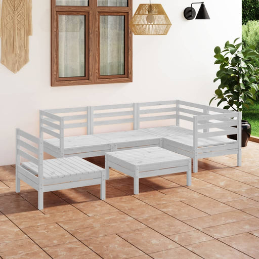 Set mobilier de grădină, 6 piese, alb, lemn masiv de pin - WALTI WALTI