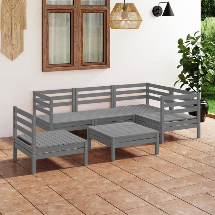 Set mobilier de grădină, 6 piese, gri, lemn masiv de pin - WALTI WALTI