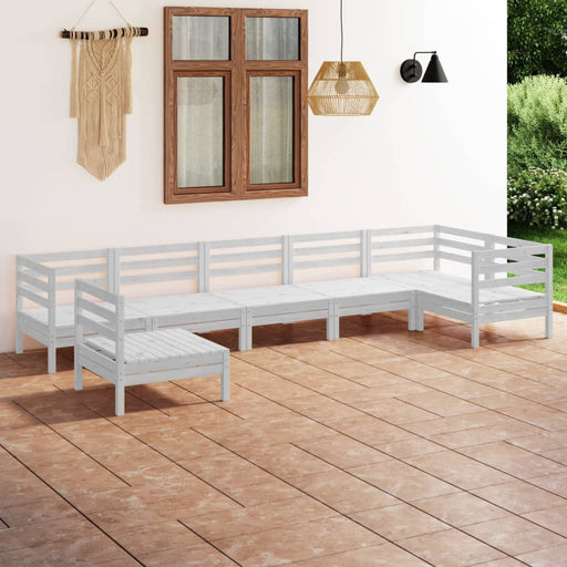 Set mobilier de grădină, 7 piese, alb, lemn masiv de pin - WALTI WALTI