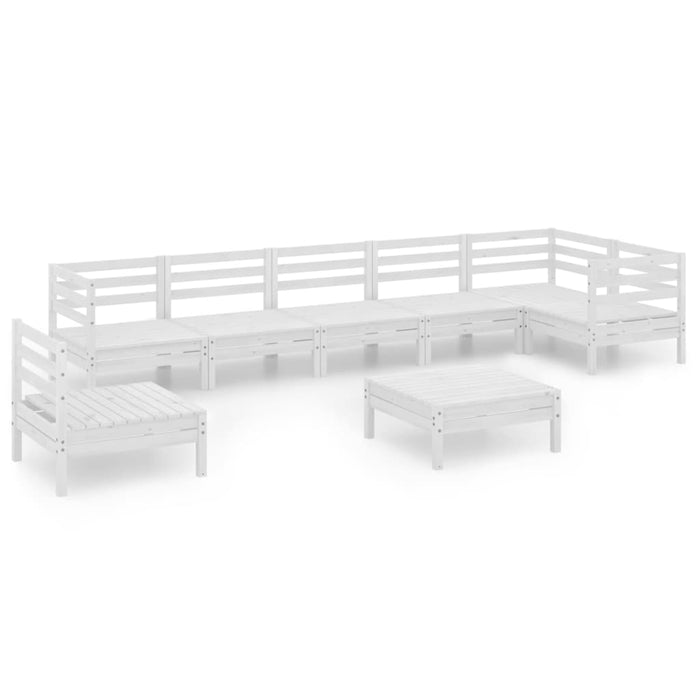 Set mobilier de grădină, 8 piese, alb, lemn masiv de pin - WALTI WALTI