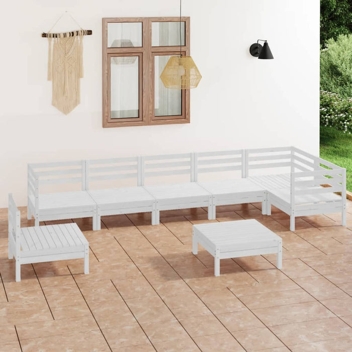 Set mobilier de grădină, 8 piese, alb, lemn masiv de pin - WALTI WALTI