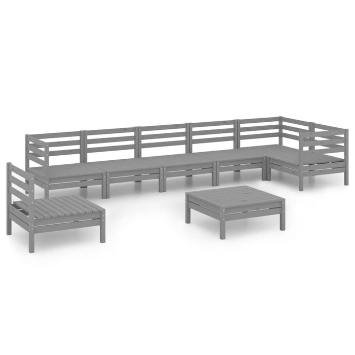 Set mobilier de grădină, 8 piese, gri, lemn masiv de pin WALTI