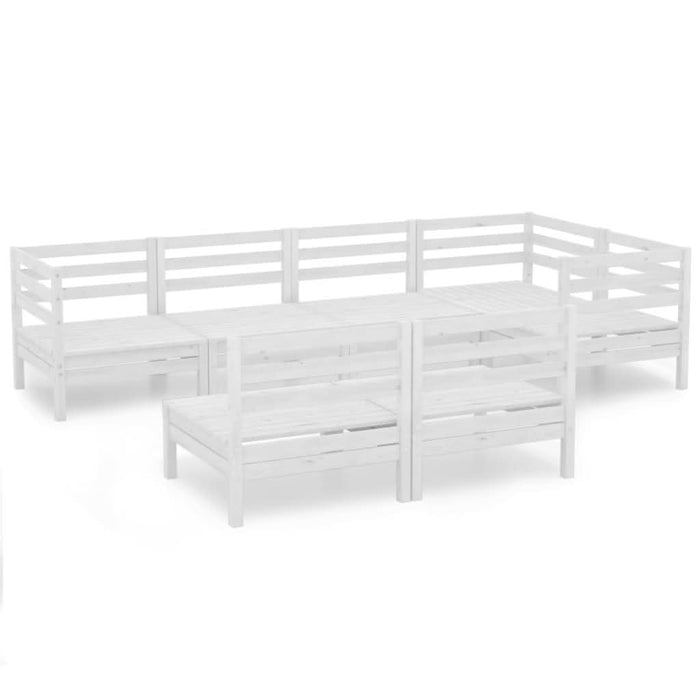 Set mobilier de grădină, 7 piese, alb, lemn masiv de pin - WALTI WALTI