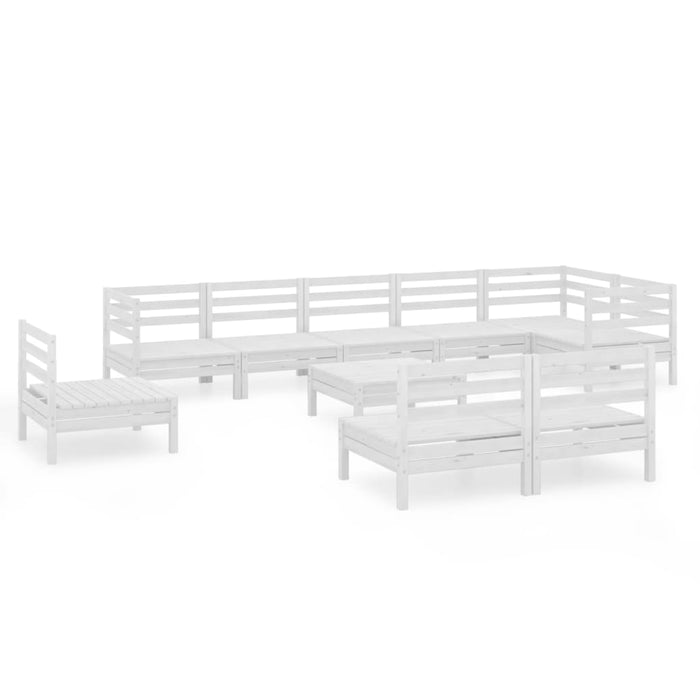 Set mobilier de grădină, 10 piese, alb, lemn masiv de pin - WALTI WALTI
