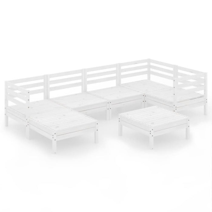 Set mobilier de grădină, 7 piese, alb, lemn masiv de pin - WALTI WALTI