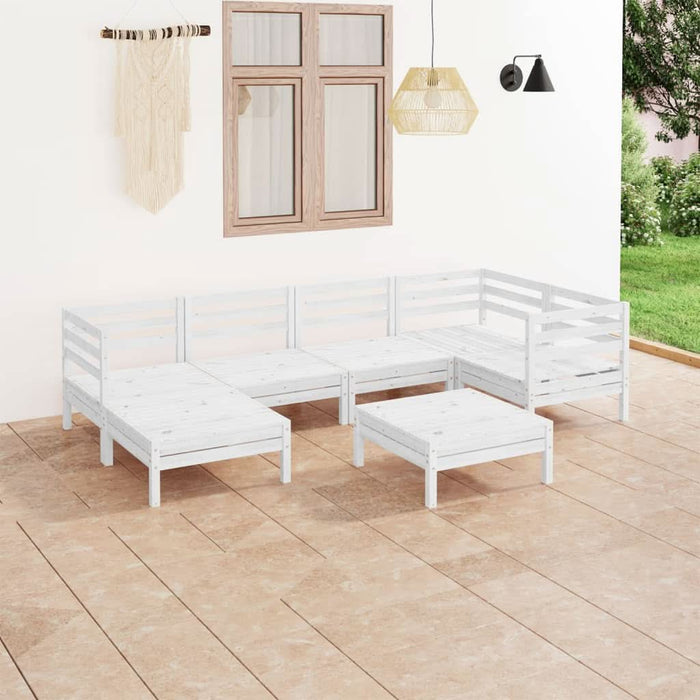 Set mobilier de grădină, 7 piese, alb, lemn masiv de pin - WALTI WALTI