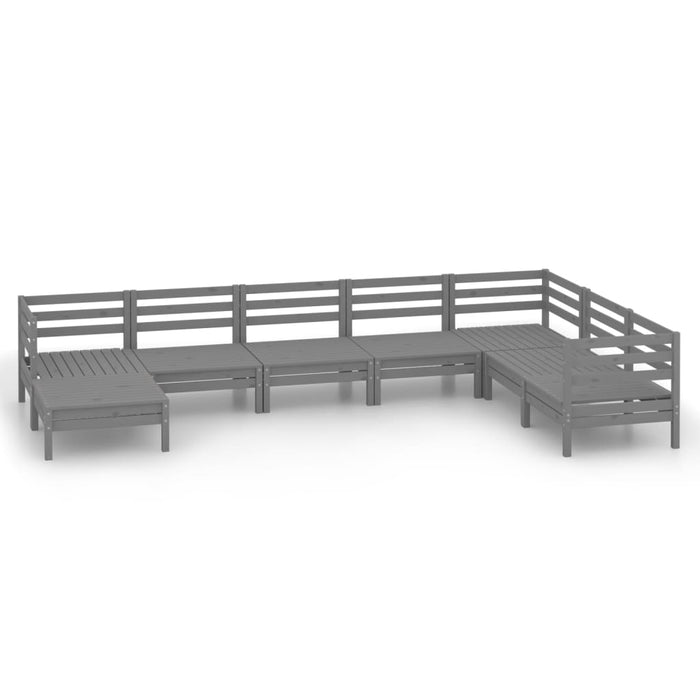 Set mobilier de grădină, 8 piese, gri, lemn masiv de pin WALTI