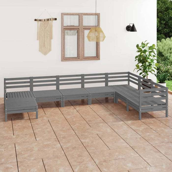 Set mobilier de grădină, 8 piese, gri, lemn masiv de pin WALTI