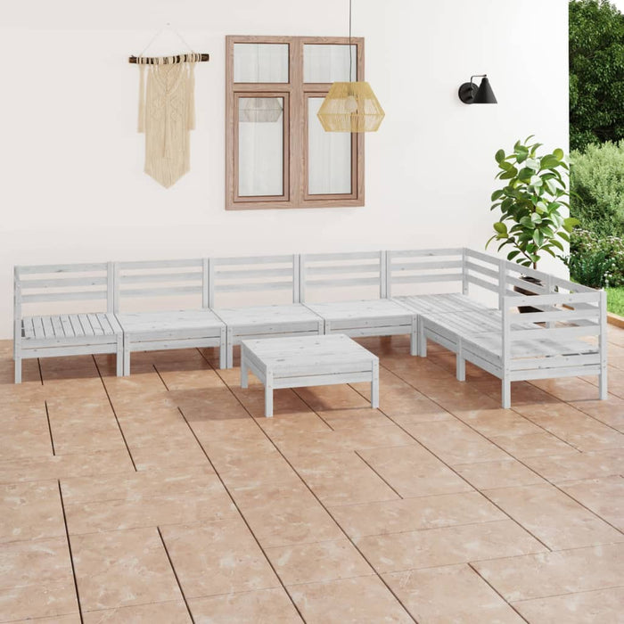 Set mobilier de grădină, 8 piese, alb, lemn masiv de pin - WALTI WALTI