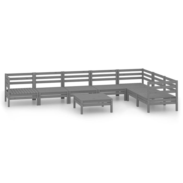 Set mobilier de grădină, 8 piese, gri, lemn masiv de pin - WALTI WALTI