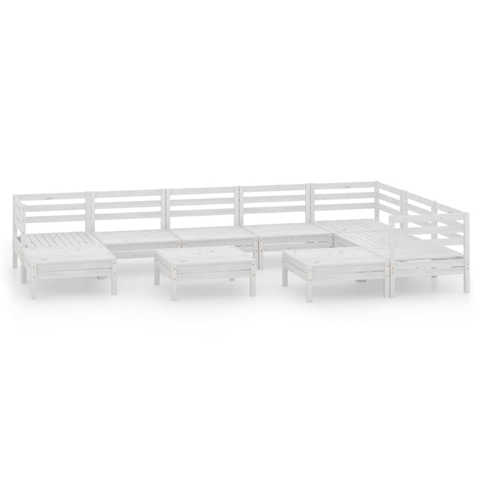 Set mobilier de grădină, 10 piese, alb, lemn masiv de pin - WALTI WALTI