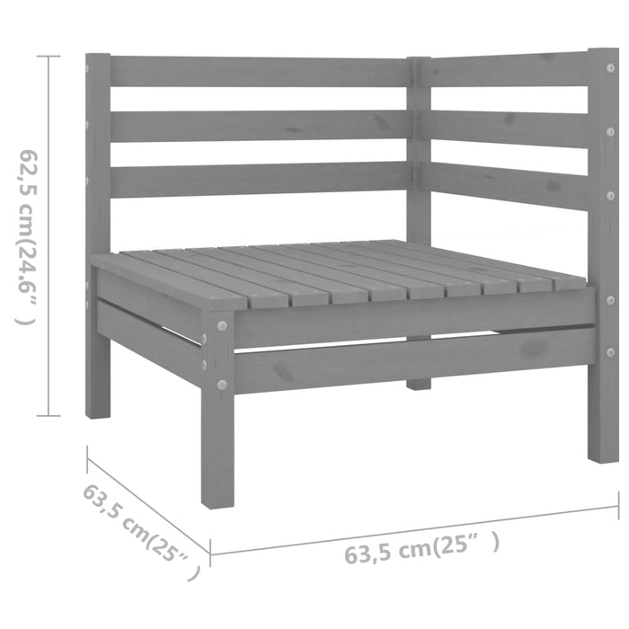 Set mobilier de grădină, 8 piese, gri, lemn masiv de pin WALTI