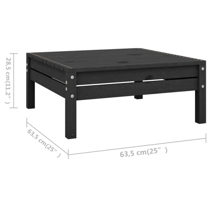 Set mobilier de grădină, 9 piese, negru, lemn masiv de pin WALTI