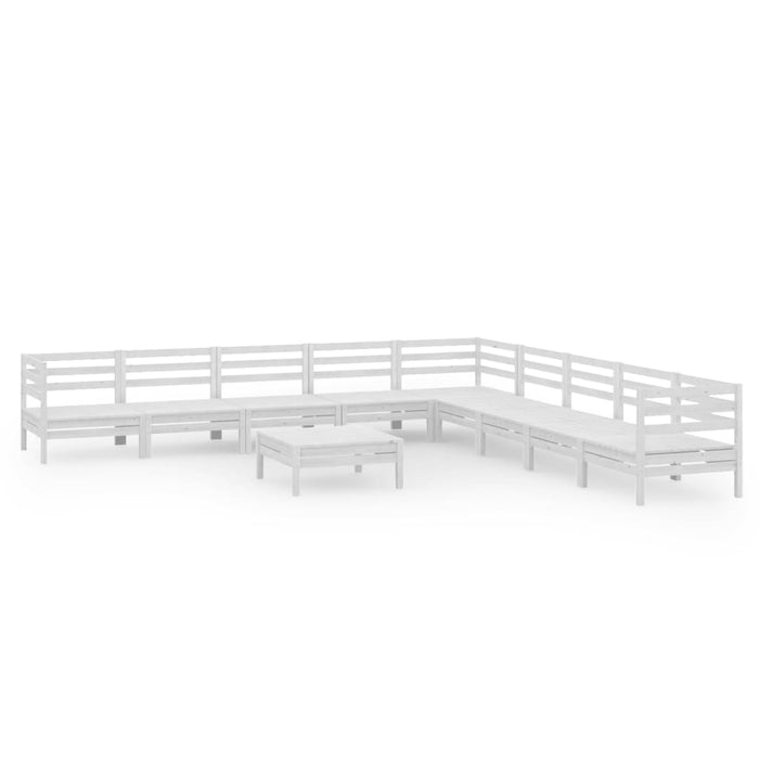 Set mobilier de grădină, 10 piese, alb, lemn masiv de pin WALTI