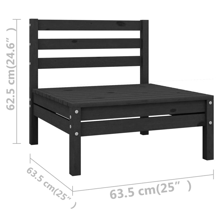 Set mobilier de grădină, 10 piese, negru, lemn masiv de pin WALTI