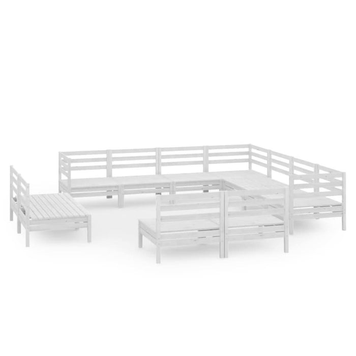 Set mobilier de grădină, 11 piese, alb, lemn masiv de pin - WALTI WALTI