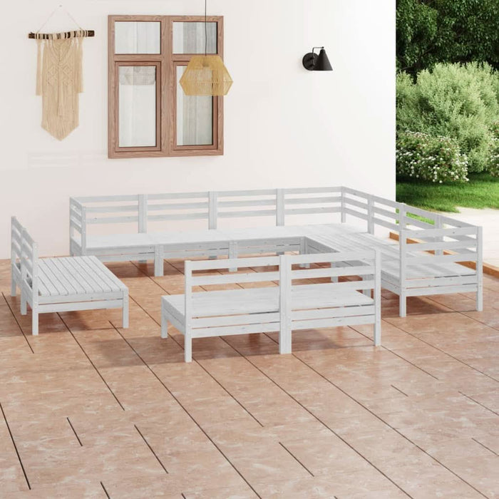 Set mobilier de grădină, 11 piese, alb, lemn masiv de pin - WALTI WALTI