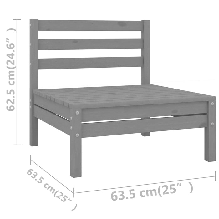 Set mobilier de grădină, 10 piese, gri, lemn masiv de pin WALTI