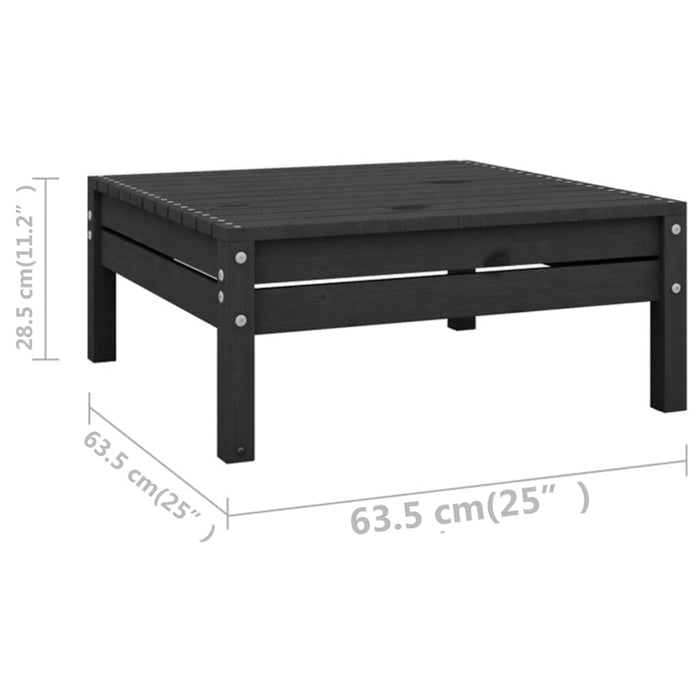 Set mobilier de grădină, 10 piese, negru, lemn masiv de pin WALTI